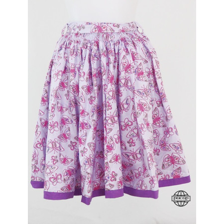 Jupe marisa biolette avec petits papillons rose à flanelles cette jupe longue est disponible de 2 ans à 12 ans