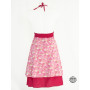 Robe été motifs à fleurs originaux doublure rouge sur fond fleuri rose