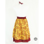 robe longue jaune avec doublure bordeaux grossiste marque française, vetement léger et fashion, jupe en soie magique