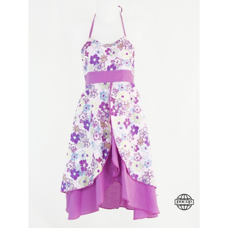 Robe longue violette imprimée fleurie fille marque française