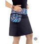 Jupe Zippée portefeuille bleue et boutonnée en Jean Transformable Avec Sacoche Imprimé amovible