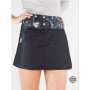 Mini Jupe vintage jean noire unicolore portefeuille Taille Unique ajustable pour femme avec poche cachée