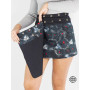 mini Jupe sombre motif rétro originale, fendue, asymétrique, coupe droite, taille haute, coton, réversible psychédélique