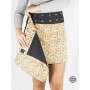 Jupe réversible Jaune imprimé liberty jupe Fendue à Poche Pour Femme  ceinture jean noir, jupe trapèze wrap femme