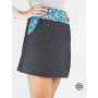 jupe en jean noir, jupe avec poche, jupe unicolore, jupe taille haute, jupe noire, jupe genoux, jupe originale, jupe femme