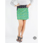 Jupe vert pomme droite pour femme coton imprimé ceinture jean noir avec bouton metal, jupe fendue, jupe décontractée