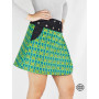 Jupe verte évasée avec poche taille ajustable avec boutons  pressions, jupe imprimé ogee vert tons sur tons jupe wrap