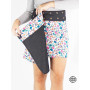 Jupe portefeuille blanche réversible doublure en jean unicolore noir boutons pressions motif liberty multicolore