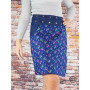Jupe crayon en jean bleu pour femme coupe Droite à Poches Bouton Pression, jupe longue, jupe genoux, jupe portefeuille