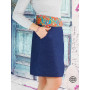 Jupe longue portefeuille en jean bleu unicolore, poche italienne à motif floral, coupe fendue, asymétrique, taille haute