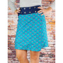 Jupe longue fendue multi-taille coupe Trapèze coton imprimé original géométrique vert et bleu