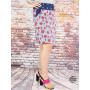 jupe originale imprimé floral, jupe taille unique, jupe coton, jupe a fleurs rouge, jupe genoux, jupe à poche, jupe droite