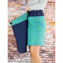 Jupe longue réversible coupe portefeuille, fendue, croisée, wrap, jupe ennrouler, depliante jean bleu motif ethnique