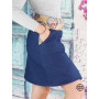 Jupe longue en jean bleu réversible coton imprimé motif abstrait avec poche, jupe de marque, jupe fait mains