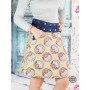 Jupe beige motif originale, fantaisie coupe portefeuille pour femme avec poches, réversible, originale, fendue, taille haute