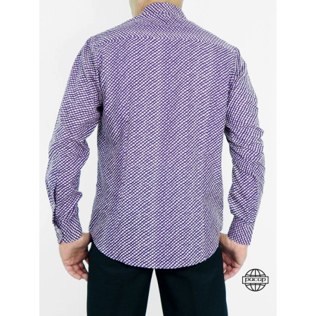 Chemise  homme violette décontractée motif à carreaux.