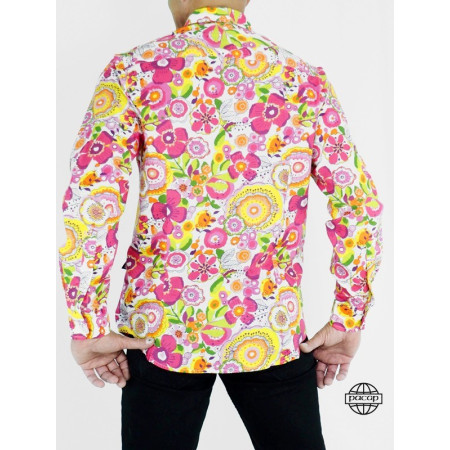 chemise rose homme, chemise jaune homme, chemise flashy homme, chemise a fleurs rose pour homme