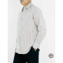 Chemise classique blanche cintrée imprimé rayures rouges.