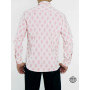 Chemise Blanche Cintrée à Pois Rose Homme Manches Longue Coupe Droite Col Italien 100% Coton Marque Française