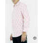Chemise Blanche Cintrée à Pois Rose Homme Manches Longue Coupe Droite Col Italien 100% Coton Marque Française