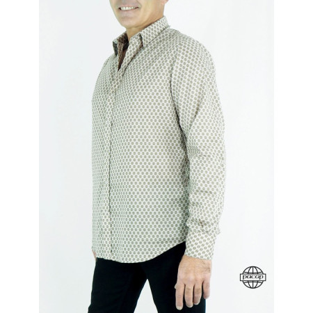 Chemise Homme à Thème Année 60-70,'s Old School Manches Longues Col Classique Coupe Cintrée