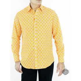 chemise orange géometrique pour homme, chemise originalen chemise fantaisie homme manche longues