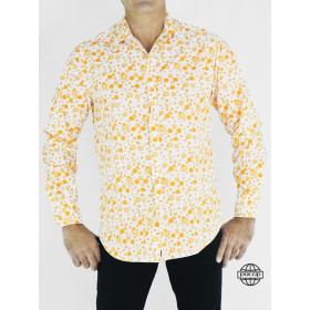 Chemise blanche à bulles décontracté  motifs oranges