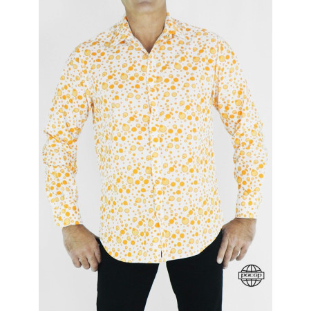 Chemise blanche à bulles décontracté  motifs oranges