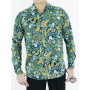 Chemise Homme Ajustée Noire Fantaisie Style Wax Vert – FREIGS