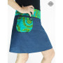 PACAP | Jupe Zippée en Jean Motif Fantaisie Vert et Bleu Turquoise