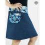 Jupe Jean 8 Ambiance Imprimé Fleurs Bleues et Blanches  Syle Liberty