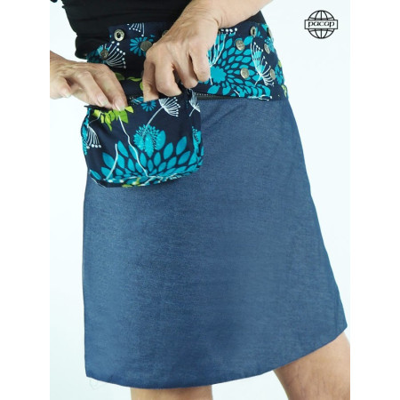 PACAP | Jupe Portefeuille Imprimé Floral Bleu et vert Réversible