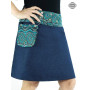 Jupe Zippée portefeuille verte et boutonnée en Jean Transformable Avec Sacoche Imprimé amovible