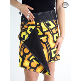 Jupe Trapèze Jaune Impression Numérique Pour Femme