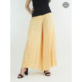 Pantalon palazzo, pantalon pattes d'eph, pantalon unicolore jaune, pantalon d'été, pantalon jambes larges, jupe-culotte de plage