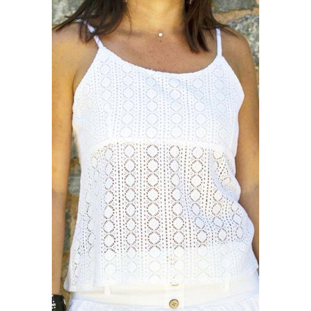 Top brodé, top en dentelle, top femme, débardeur broderie, haut femme, top bretelles fines.