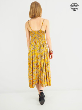 robe mi-longue, robe sans manches, robe femme, robe décontractée, robe évasée