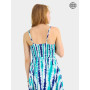 robe bleue dos nu, robe sans manches, robe fluide, robe genou, robe évasée