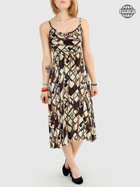 robe midi, robe sans manches, robe plissée, robe fines bretelles, robe marron