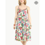 robe mi-longue, robe sans manches, robe fines bretelles, robe colorée, robe végétale, robe ajustable