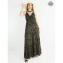 Robe longue, robe léopard, robe d'été, robe femme, robe kaki, robe dos nu, robe fines bretelles