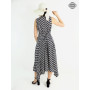 robe mi-longue, robe femme, robe noire, robe imprimé géométrique, robe fluide, robe décolleté, robe en viscose