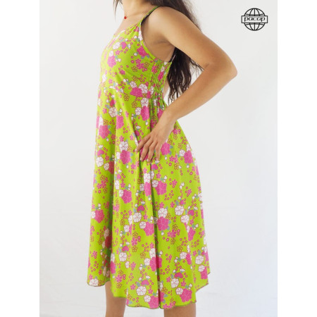 Robe courte verte, robe à imprimé floral, robe été, robe à fleurs, robe rose, robe mini, robe évasée, robe de jour, robe légère