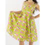 Robe bretelles fines, robe col rond, robe à fleurs, robe vert pomme, robe été femme, robe courte rayonne