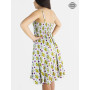 robe évasée, robe femme, robe été, robe à fleurs, robe à bretelles fines, robe verte à fleurs
