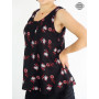 Débardeur Noir Femme Rayonne Imprimé Original Motif Floral - MELANA