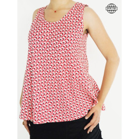 Débardeur Ample bretelles larges Motif Géométrique Rouge et Noir.
