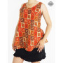 Débardeur Rouge Taille Réglable, Motif Ethnique Vintage