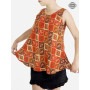 T-shirt rouge sans manches ample motif ethnique vintage