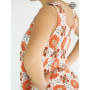 Débardeur Ample Blanc Motif Floral Orange
